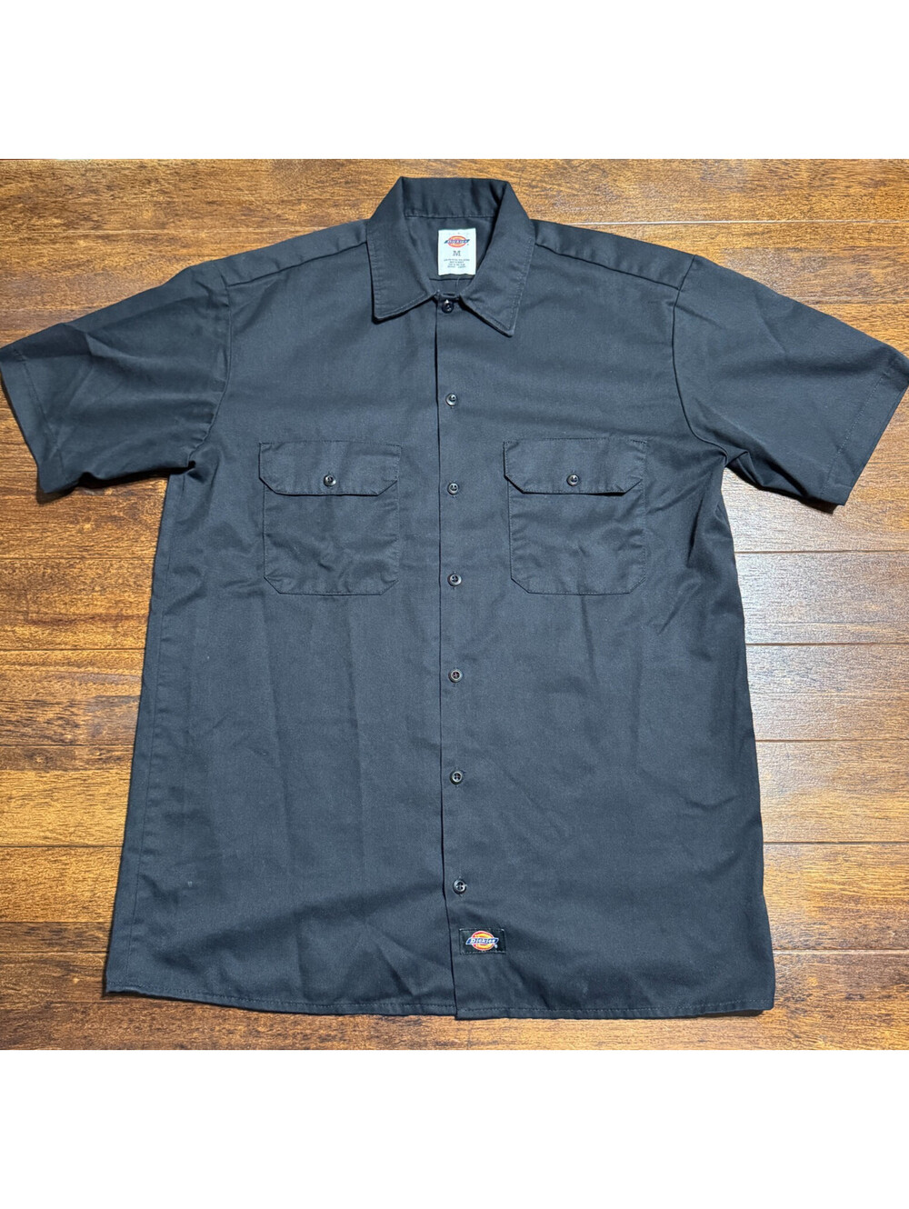 Dickies Mens Button Down M Black Work Shirt Short Sleeve Skater Grunge Pockets